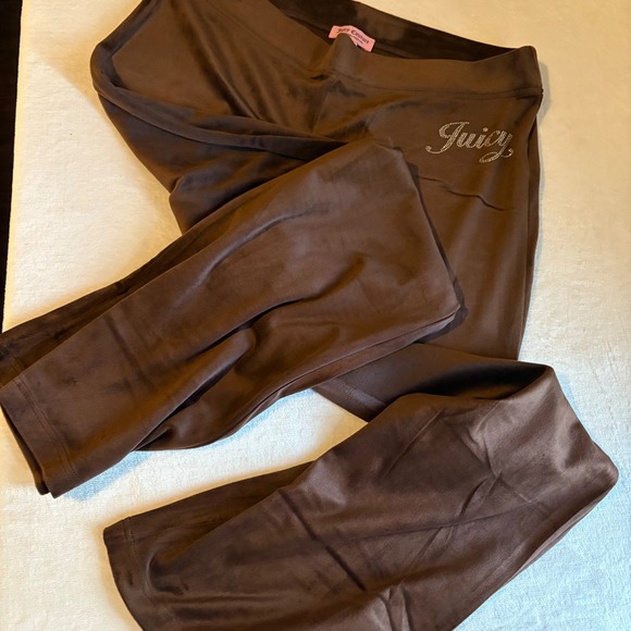 JUICY COUTURE Bling Velour Tracksuit Jacket & Pants Set Brown Sugar Y2K Size XL - Picture 10 of 12